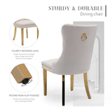 AADEN 6x Velvet Dining Chairs with Golden Metal Legs-Beige - 45-Degree Angle