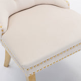 AADEN 6x Velvet Dining Chairs with Golden Metal Legs-Beige - Extra Image