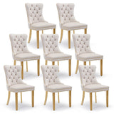 AADEN 8x Velvet Dining Chairs with Golden Metal Legs-Beige