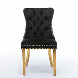 4x Velvet Dining Chairs with Golden Metal Legs-Black - Top-Down View