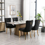 4x Velvet Dining Chairs with Golden Metal Legs-Black - Extra Image
