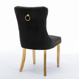 4x Velvet Dining Chairs with Golden Metal Legs-Black - Extra Image