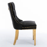 6x Velvet Dining Chairs with Golden Metal Legs-Black - Extra Image
