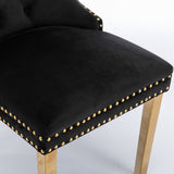 8x Velvet Dining Chairs with Golden Metal Legs-Black - Extra Image