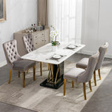 AADEN 4x Velvet Dining Chairs with Golden Metal Legs-Grey - Extra Image
