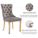 AADEN 8x Velvet Dining Chairs with Golden Metal Legs-Grey - Front View