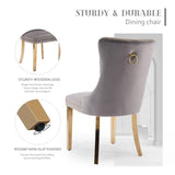 AADEN 8x Velvet Dining Chairs with Golden Metal Legs-Grey - Top-Down View