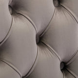 AADEN 8x Velvet Dining Chairs with Golden Metal Legs-Grey - Close-Up Angle