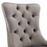 AADEN 8x Velvet Dining Chairs with Golden Metal Legs-Grey - Extra Image