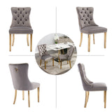 AADEN 8x Velvet Dining Chairs with Golden Metal Legs-Grey - Extra Image