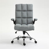 Soft Velvet Home Ergonomic Swivel Adjustable Tilt Angle and Flip-up Arms Office Chair - Front View