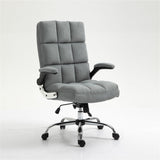 Soft Velvet Home Ergonomic Swivel Adjustable Tilt Angle and Flip-up Arms Office Chair - Side View