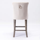4X Velvet Bar Stools with Studs Trim Wooden Legs Tufted Dining Chairs Kitchen - Top-Down View