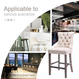 4X Velvet Bar Stools with Studs Trim Wooden Legs Tufted Dining Chairs Kitchen - Extra Image