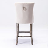 36X Velvet Bar Stools with Studs Trim Wooden Legs Tufted Dining Chairs Kitchen