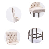 36X Velvet Bar Stools with Studs Trim Wooden Legs Tufted Dining Chairs Kitchen