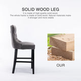 2X Velvet Bar Stools with Studs Trim Wooden Legs Tufted Dining Chairs Kitchen - Extra Image