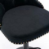 2x Height Adjustable Swivel Bar Stool Velvet Nailhead Barstool with Footrest - Extra Image