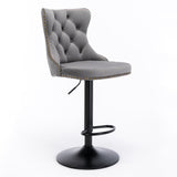 4x Height Adjustable Swivel Bar Stool Velvet Nailhead Barstool with Footrest - Top-Down View
