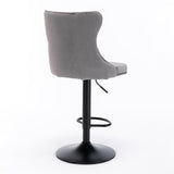 4x Height Adjustable Swivel Bar Stool Velvet Nailhead Barstool with Footrest - 45-Degree Angle