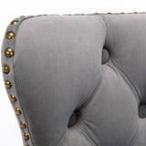 4x Height Adjustable Swivel Bar Stool Velvet Nailhead Barstool with Footrest - Rear View