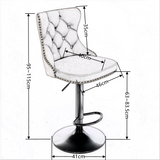 4x Height Adjustable Swivel Bar Stool Velvet Nailhead Barstool with Footrest - Extra Image