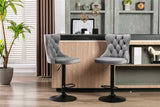 4x Height Adjustable Swivel Bar Stool Velvet Nailhead Barstool with Footrest - Extra Image