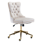 Velvet Home Office Chair- Beige - Front View