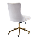 Velvet Home Office Chair- Beige - Side View
