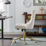 Velvet Home Office Chair- Beige - 45-Degree Angle
