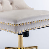 Velvet Home Office Chair- Beige - Close-Up Angle
