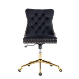 Velvet Home Office Chair- Black - Front View