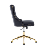 Velvet Home Office Chair- Black - Side View