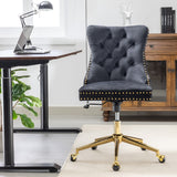 Velvet Home Office Chair- Black - Close-Up Angle