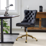 Velvet Home Office Chair- Black - Low Angle