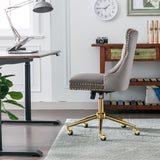 Velvet Home Office Chair- Grey - Side View