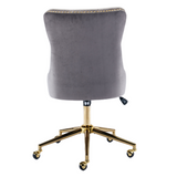 Velvet Home Office Chair- Grey - 45-Degree Angle