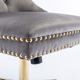 Velvet Home Office Chair- Grey - Close-Up Angle