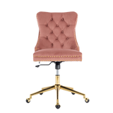 Velvet Home Office Chair- Pink - Front View