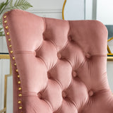 Velvet Home Office Chair- Pink - 45-Degree Angle