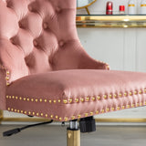 Velvet Home Office Chair- Pink - Rear View
