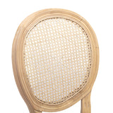 AADEN 2x Rattan Dining Chairs with Solid Wood Legs- Beige - Close-Up Angle