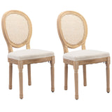 AADEN 8x Rattan Dining Chairs with Solid Wood Legs- Beige - Front View