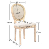 AADEN 8x Rattan Dining Chairs with Solid Wood Legs- Beige - Rear View