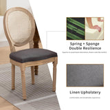 AADEN 2x Rattan Dining Chairs with Solid Wood Legs- Grey - Front View