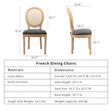 AADEN 2x Rattan Dining Chairs with Solid Wood Legs- Grey - Top-Down View