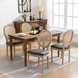 AADEN 2x Rattan Dining Chairs with Solid Wood Legs- Grey - Low Angle