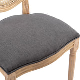 AADEN 2x Rattan Dining Chairs with Solid Wood Legs- Grey - Extra Image