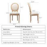 AADEN 6x Linen Dining Chairs with Solid Wood Legs- Beige - Top-Down View