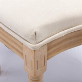 AADEN 6x Linen Dining Chairs with Solid Wood Legs- Beige - Rear View